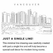 Vancouver Skyline Continuous Line Drawing Art Work