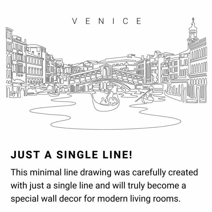 Venice Italy Continuous Line Drawing Art Work