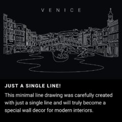 Venice Italy One Line Drawing Art - Dark