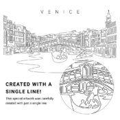 Venice Italy Vector Art - Single Line Art Detail