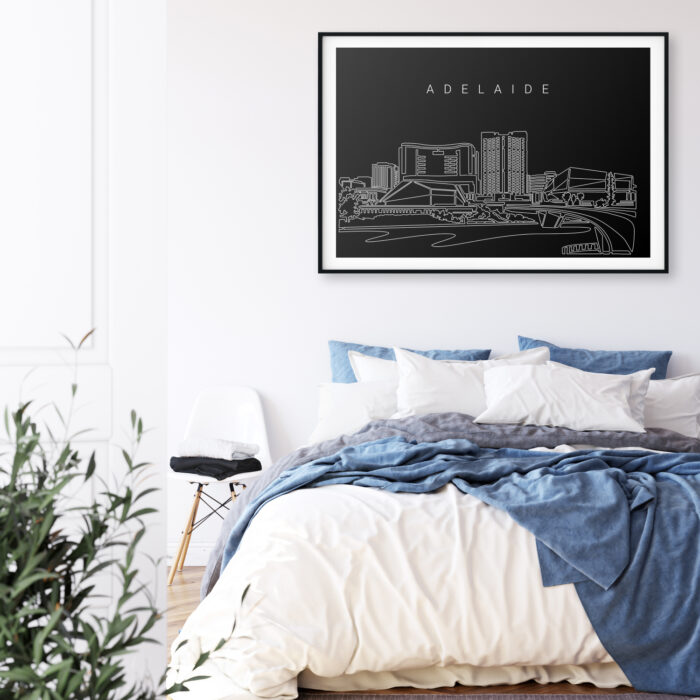 Adelaide Skyline Art Print for Bed Room - Dark