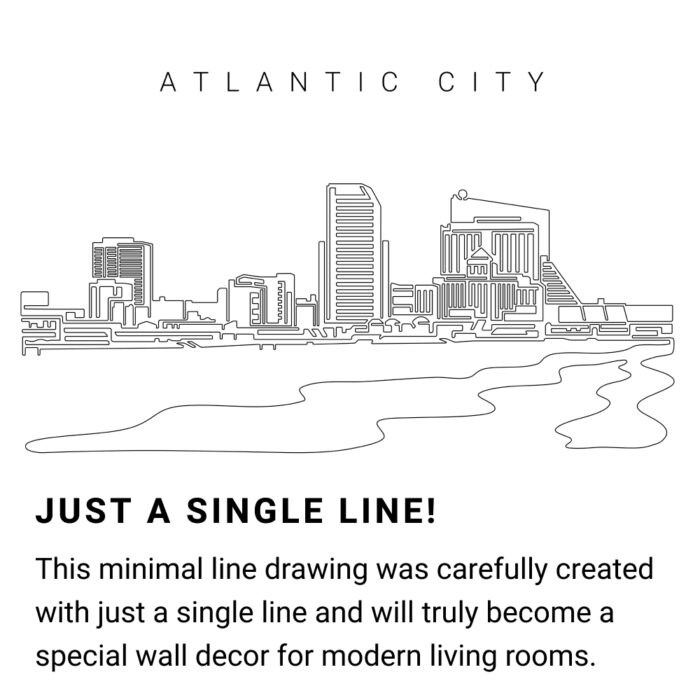 Atlantic City Continuous Line Drawing Art Work