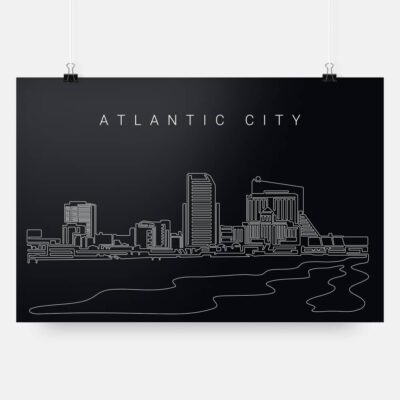 Atlantic City Skyline Art Print - Dark