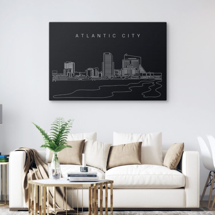 Atlantic City Skyline Canvas Art Print - Living Room - Dark