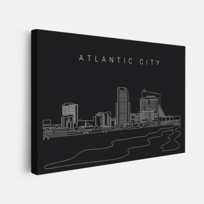 Atlantic City Skyline Canvas Wall Art - Dark