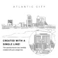 Atlantic City Vector Art - Single Line Art Detail