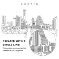Austin Skyline Vector Art - Single Line Art Detail