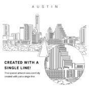 Austin Skyline Vector Art - Single Line Art Detail