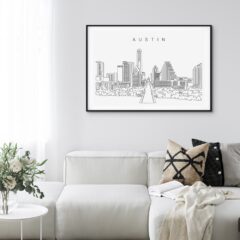 Austin TX Skyline Art Print for Living Room
