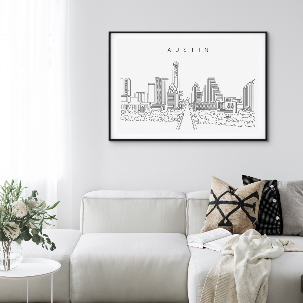 Austin TX Skyline Art Print for Living Room