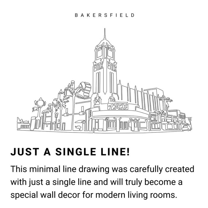 Bakersfield Continuous Line Drawing Art Work