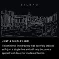 Bilbao Skyline One Line Drawing Art - Dark