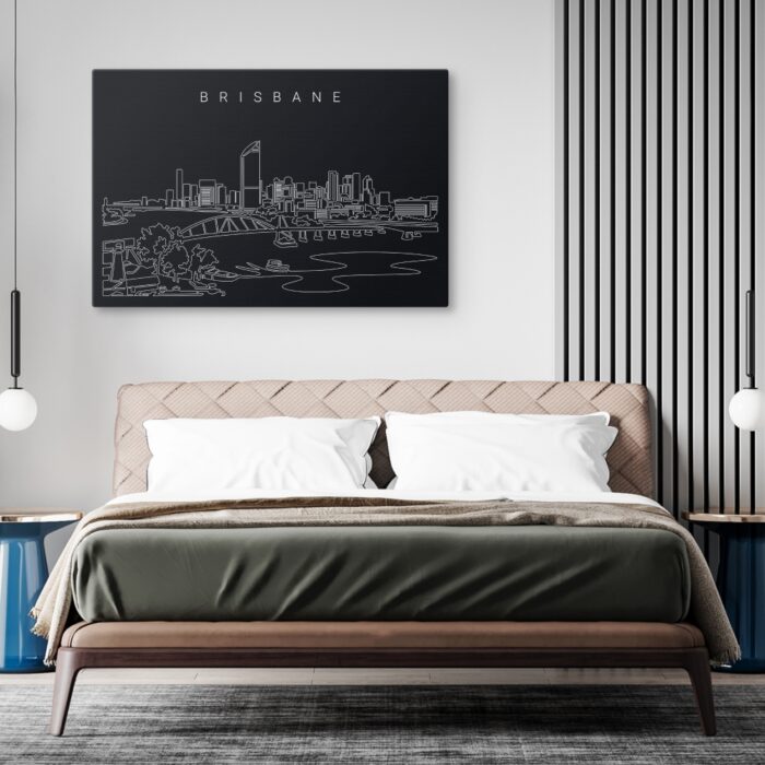 Brisbane Skyline Canvas Art Print - Bed Room - Dark