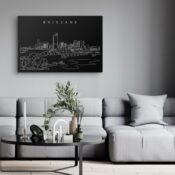 Brisbane Skyline Canvas Art Print - Living Room - Dark