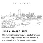 Brisbane Skyline Continuous Line Drawing Art Work