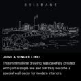 Brisbane Skyline One Line Drawing Art - Dark