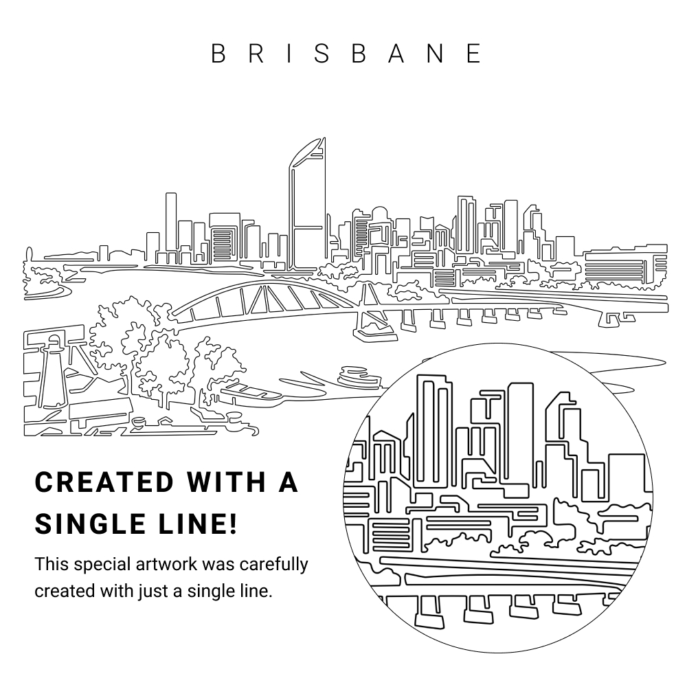 Brisbane Skyline Vector Art - Single Line Art Detail