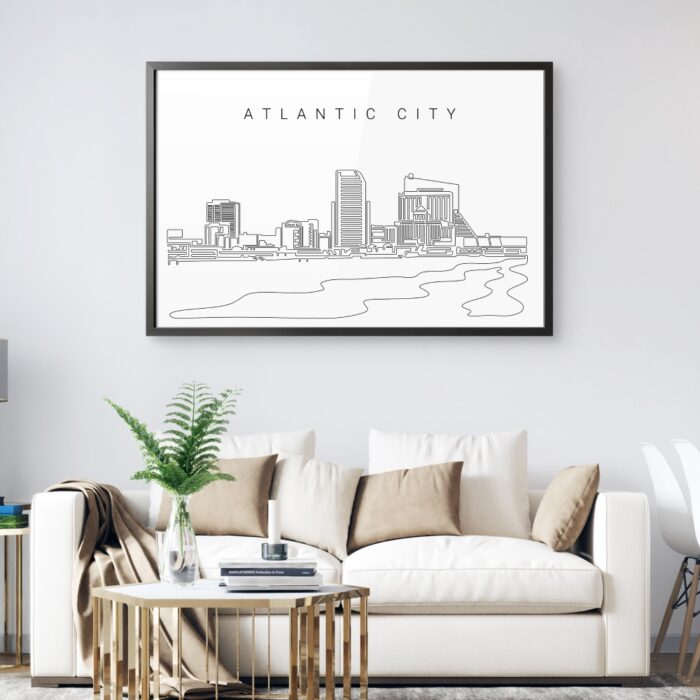 Framed Atlantic City Skyline Wall Art for Living Room