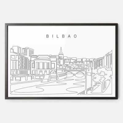 Framed Bilbao Skyline Wall Art