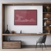 Framed Glasgow Skyline Wall Art for Home Office - Dark