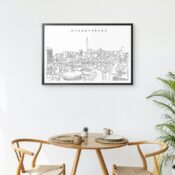 Framed Johannesburg Skyline Wall Art for Kitchen Table