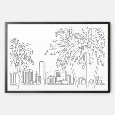 Framed Miami FL Skyline Wall Art