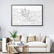 Framed Neuschwanstein Castle Wall Art for Living Room