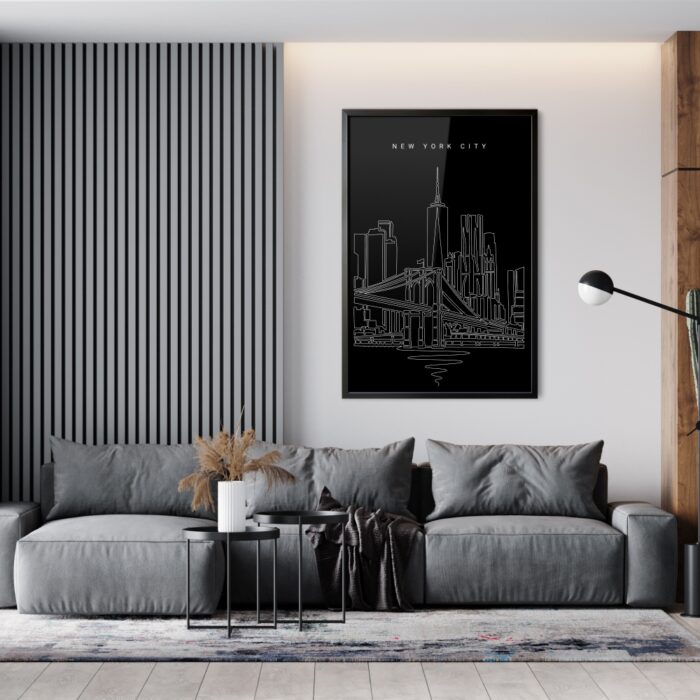 Framed New York City Wall Art for Living Room - Portrait - Dark