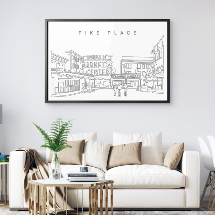 Framed Pike Place Market Wall Art for Living Room