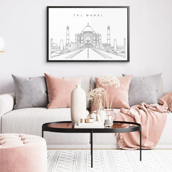 Framed Taj Mahal Wall Art for Living Room