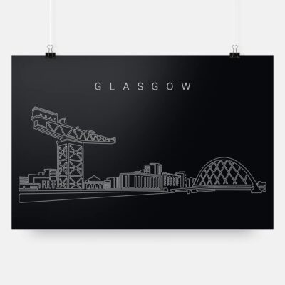 Glasgow Skyline Art Print - Dark