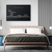 Glasgow Skyline Canvas Art Print - Bed Room - Dark