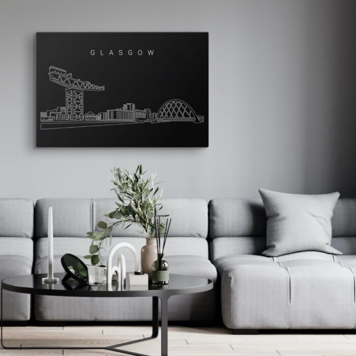 Glasgow Skyline Canvas Art Print - Living Room - Dark