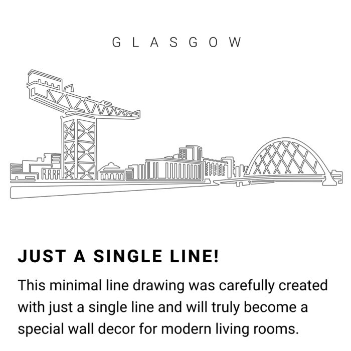 Glasgow Skyline Continuous Line Drawing Art Work