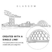 Glasgow Skyline Vector Art - Single Line Art Detail