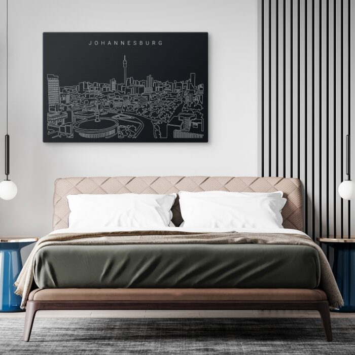 Johannesburg Skyline Canvas Art Print - Bed Room - Dark
