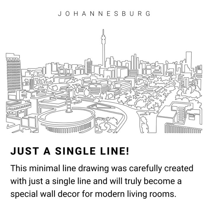 Johannesburg Skyline Continuous Line Drawing Art Work