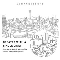 Johannesburg Skyline Vector Art - Single Line Art Detail