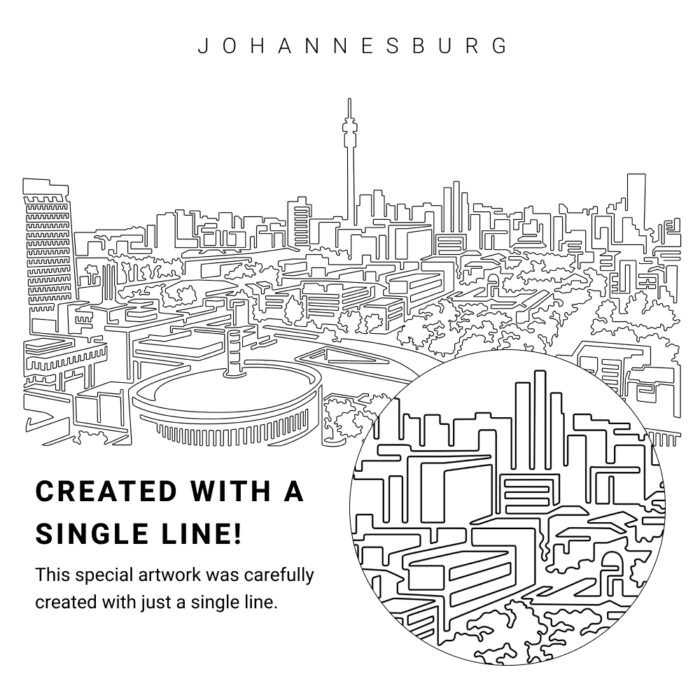 Johannesburg Skyline Vector Art - Single Line Art Detail