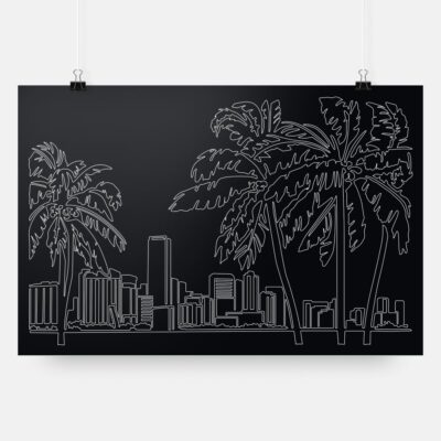 Miami FL Skyline Art Print - Dark