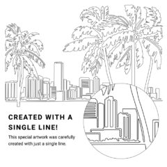 Miami FL Vector Art - Single Line Art Detail
