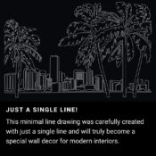 Miami Florida One Line Drawing Art - Dark