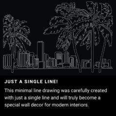 Miami Florida One Line Drawing Art - Dark