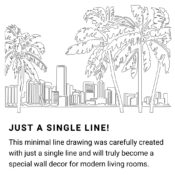 Miami Florida Skyline Continuous Line Drawing Art Work