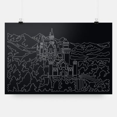 Neuschwanstein Castle Art Print - Dark