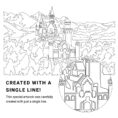 Neuschwanstein Castle Vector Art - Single Line Art Detail
