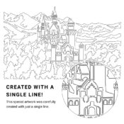 Neuschwanstein Castle Vector Art - Single Line Art Detail