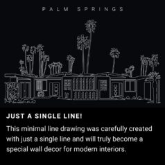 Palm Springs One Line Drawing Art - Dark
