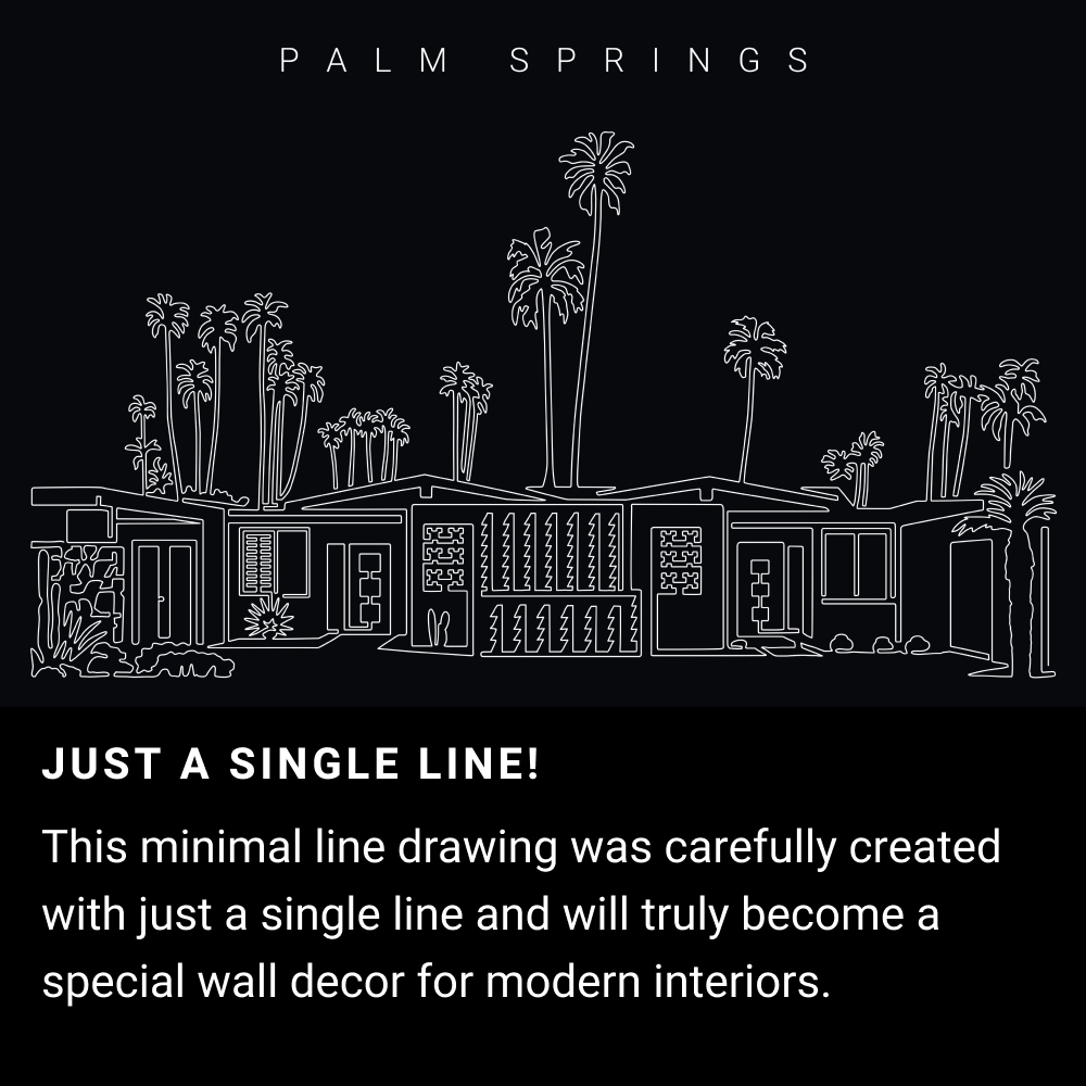 Palm Springs One Line Drawing Art - Dark