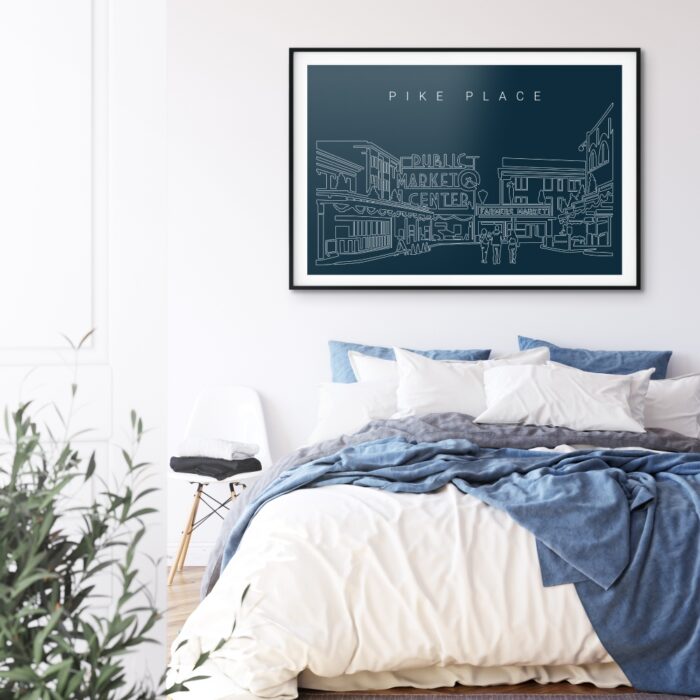 Pike Place Market Art Print for Bed Room - Dark